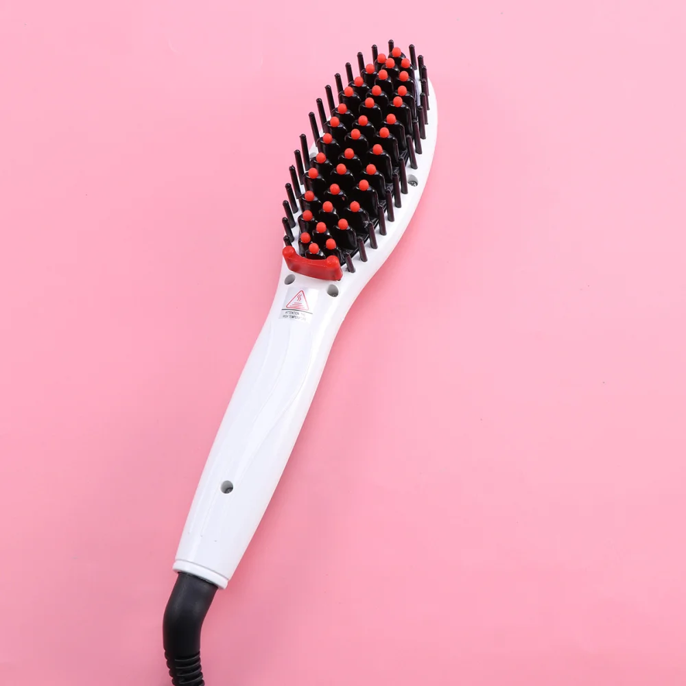 

Electric Hair Straightening Comb Ceramic Heating Iron Hair Straightener Brush Anti-scald for Detangling and Silky Hair with P