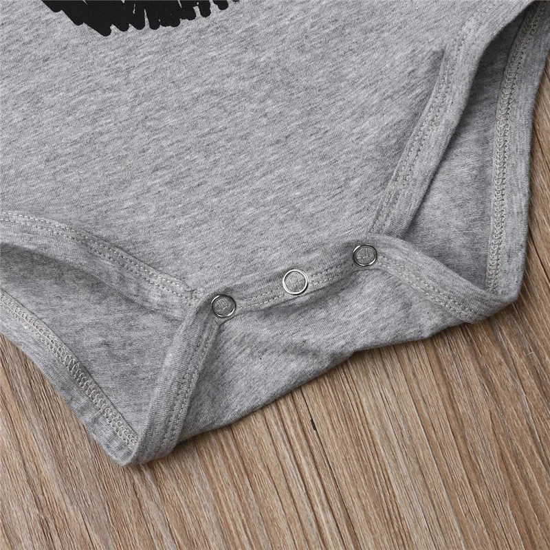 Cute Baby Boys Bodysuit Gray Short Sleeve Daddy Beard Letter Jumpsuits Print Newborn Playsuit Clothes | Детская одежда и обувь