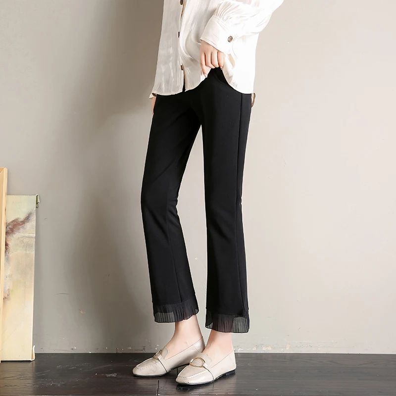 Pantalones de maternidad negros para mujeres embarazadas, moda coreana, cintura el&aacute;stica, vientre, OL, Primavera, 3369, 2021, #9/10-3