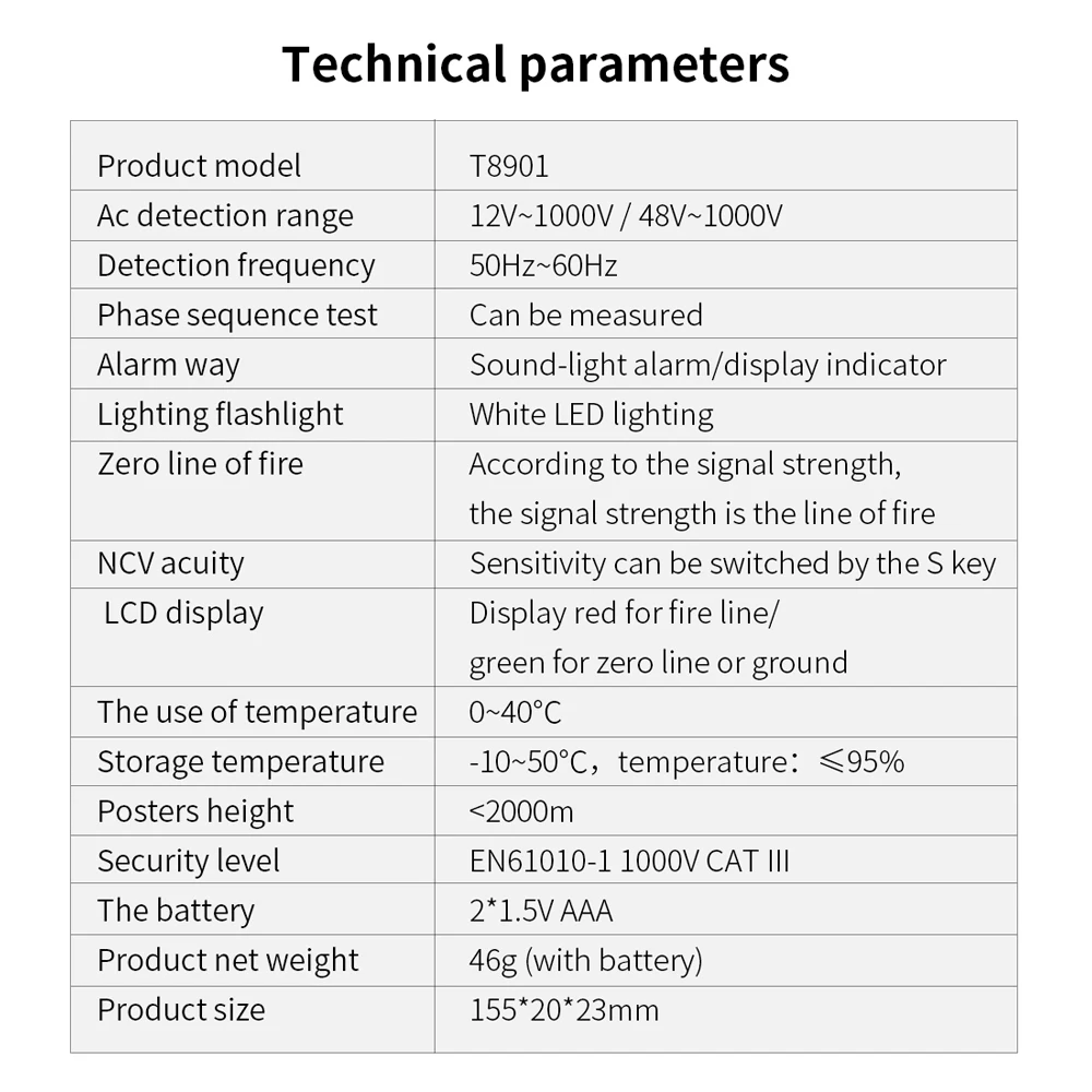 Портативный ручной Высокоточный детектор напряжения переменного тока тестер