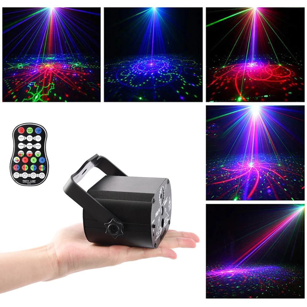 

Светодиодный диско-светильник, сценический светильник с голосовым управлением, музыкальный лазерный проектор, s 60 режимов, RGB-эффект, лампа ...