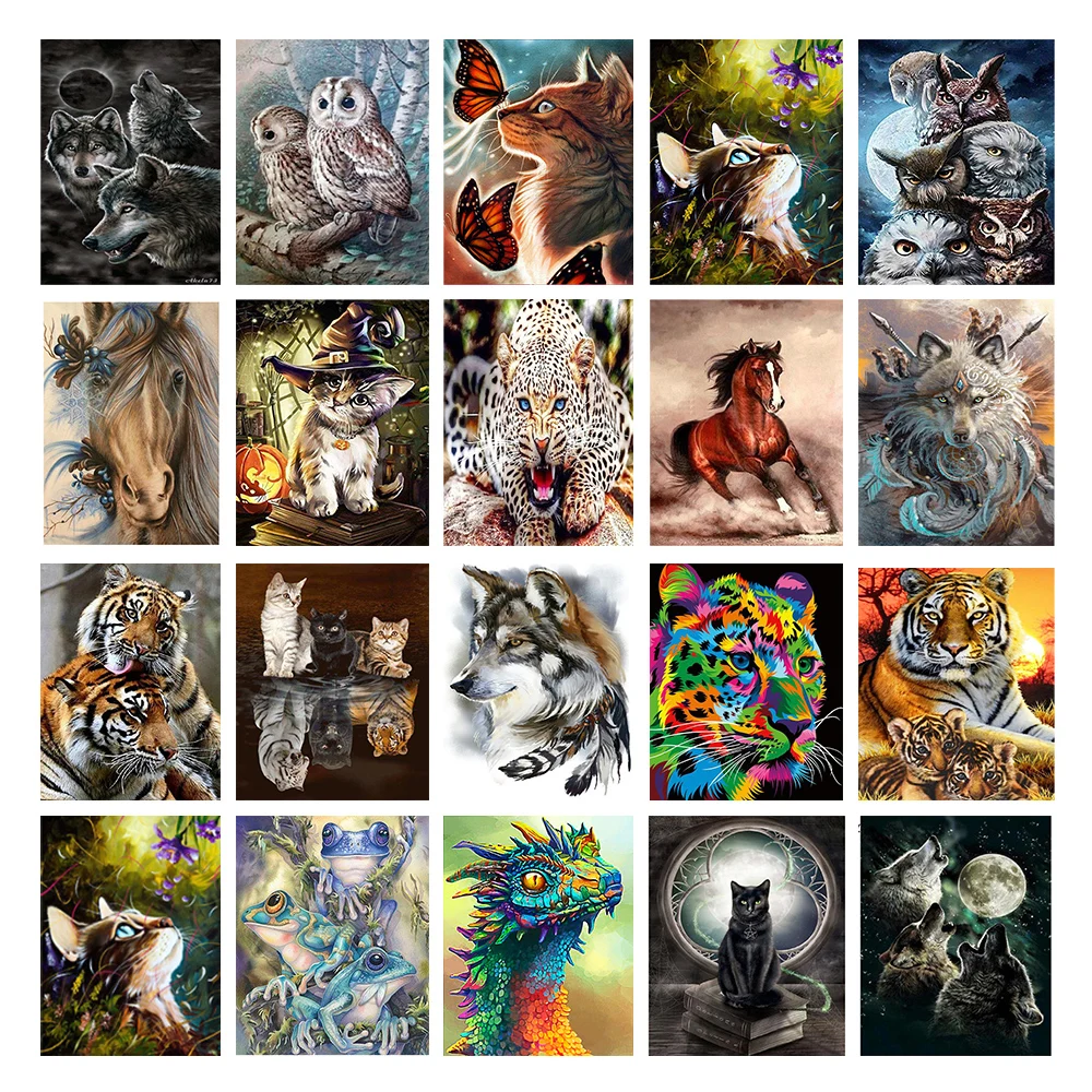 

5D Diamond Painting Cross Stitch Kits Animals Diamond Embroidery Full Square Diamond Mosaic Home Decor