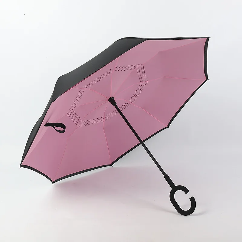 Fancytime Зонт от обратного дождя для женщин складной двухслойный мужчин самостоящий