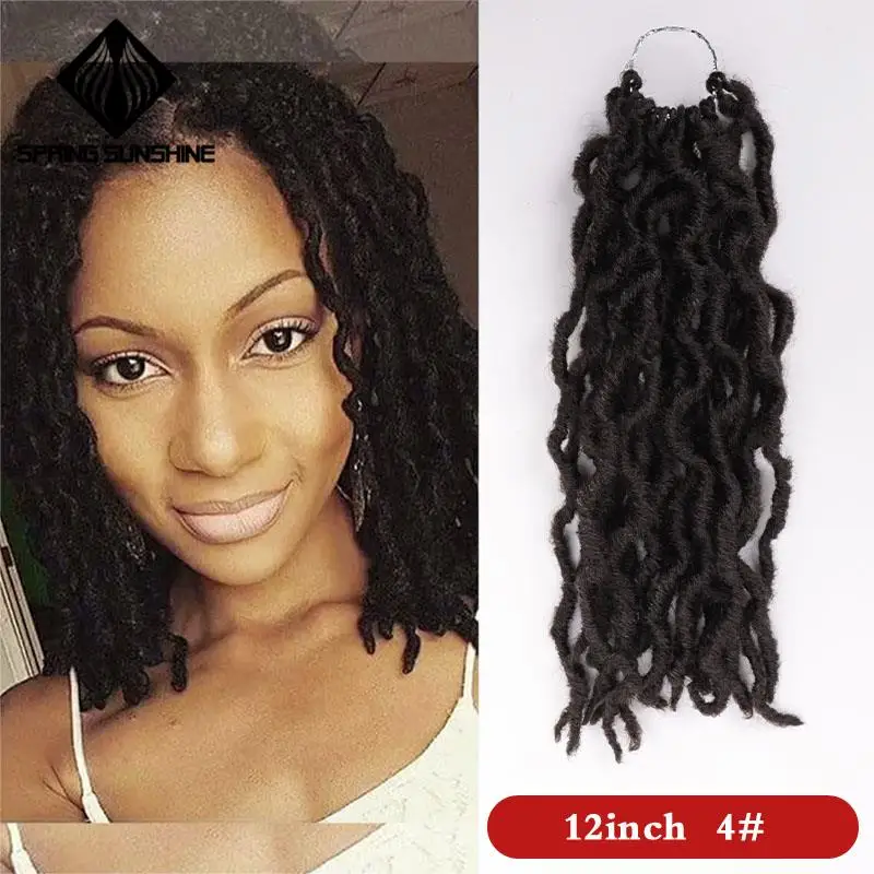 Весна Солнечный свет Синтетический Nu Locs 12 18 дюймов богиня Faux Locs Curly вязание крючком волосы Exntension для черных женщин косы волос плетение