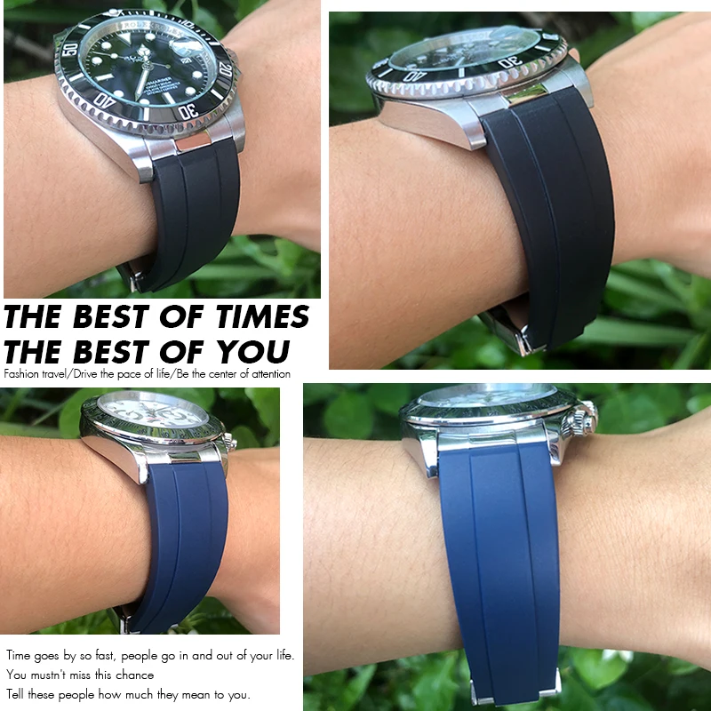 Ремешок силиконовый для часов металлический Изогнутый наконечник 20 мм 21