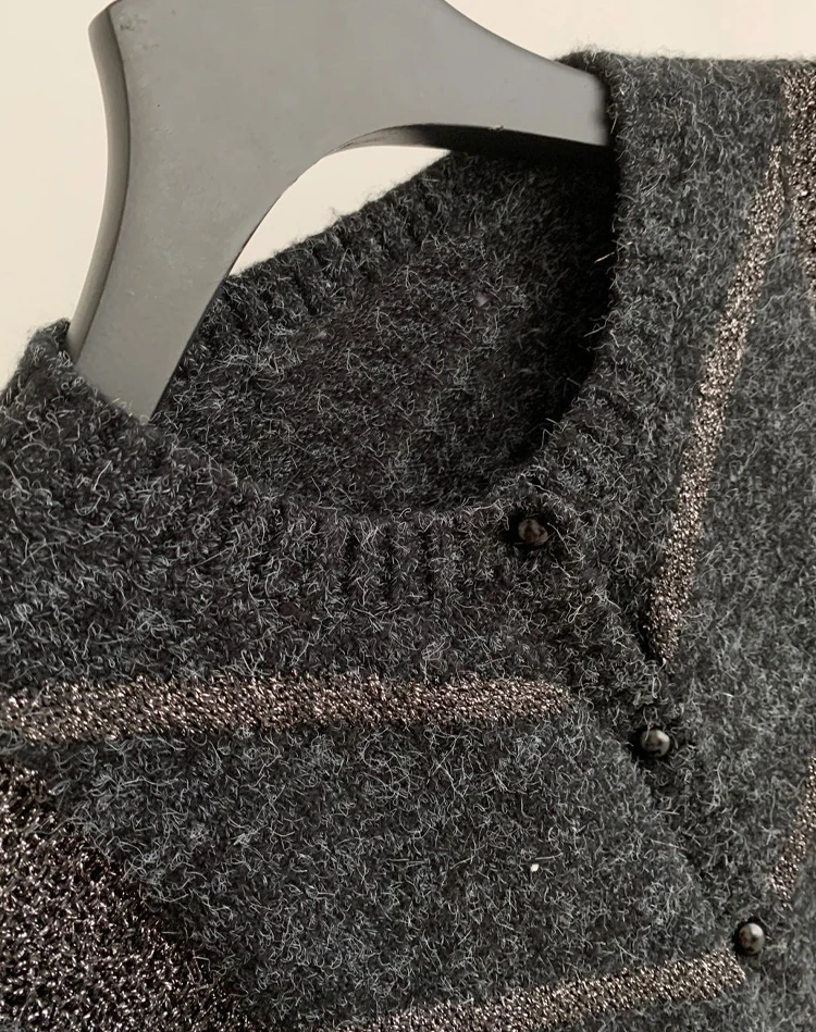 

Long Puff Sleeve O-neck Single Breasted Loose Casual Coat 2020 Spring Autumn Women's Cardigan Sweater Knitwear