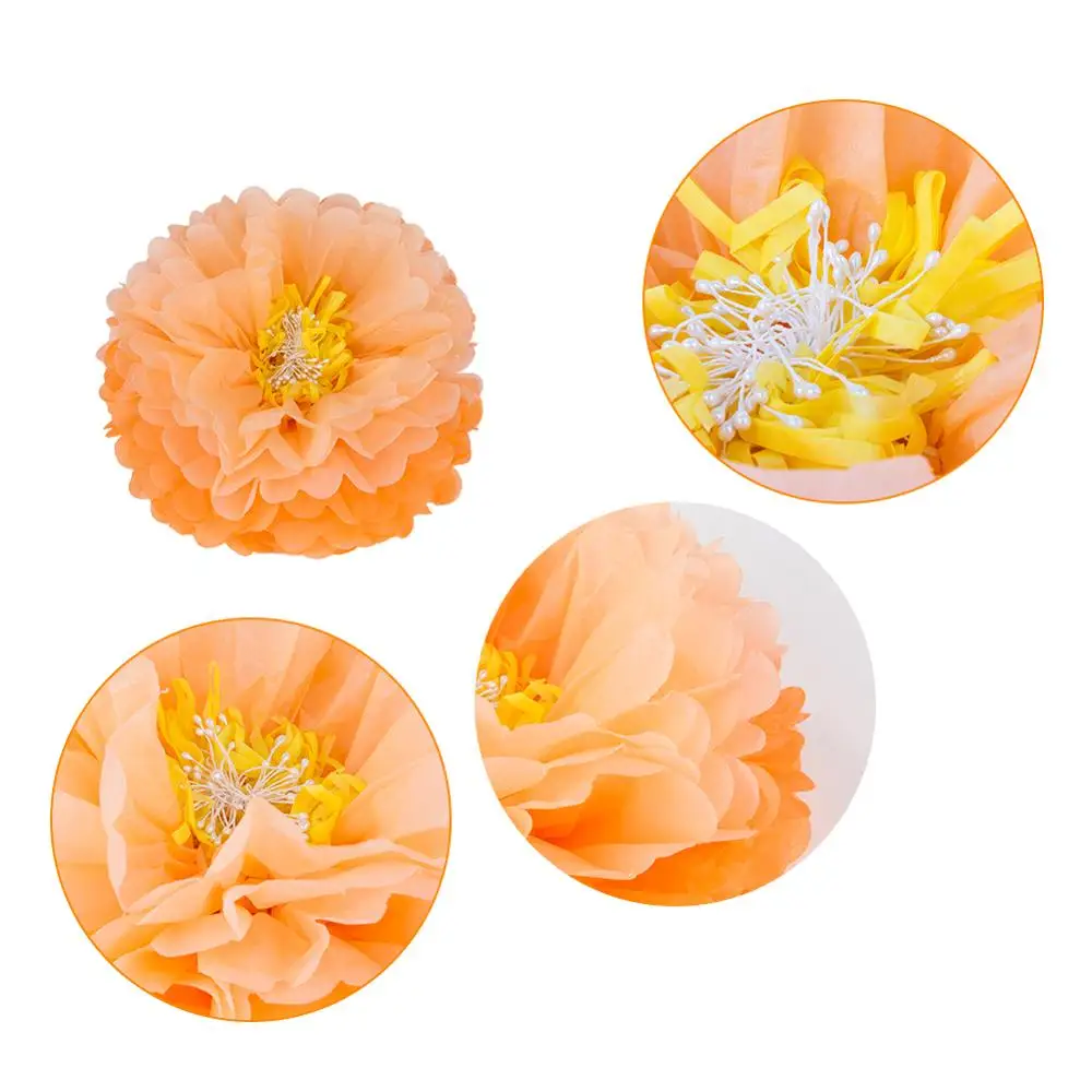 Набор из 3 салфеток с помпонами цветочные тычинки хризанты центральное украшение