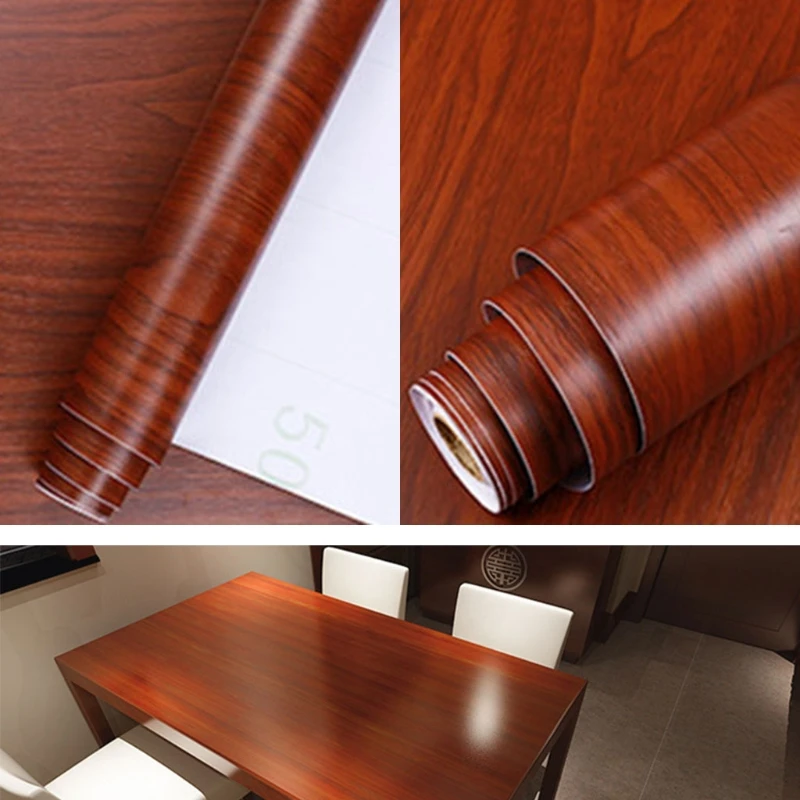 

Walnut Wood Wallpaper Wood Grain Shlef Liner Self Adhesive Film Decorative Wall Covering Shelf Drawer Liner Cabinet T3EC