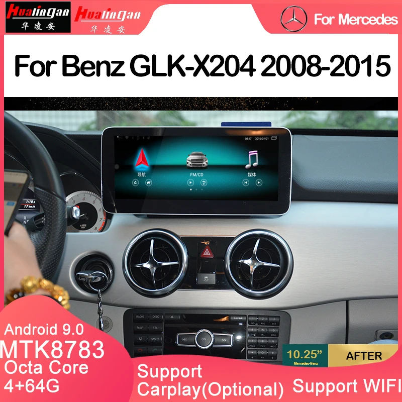 Hualingan для Benz GLK-X204 2008-2015 Android Автомобильная Мультимедийная навигационная система Восьмиядерный 4G интернет 64G хранение WIFI Carplay