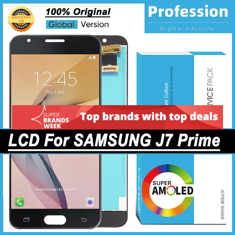 100% Оригинальный 5 ''дисплей для Samsung Galaxy J7 Prime G610 G610F On7 2016 G6100 Полный ЖК дисплей