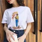 Женская футболка, 2021, с мультяшным рисунком, женская футболка с коротким рукавом, Повседневная Ретро-уличная футболка, женская футболка большого размера XXXL