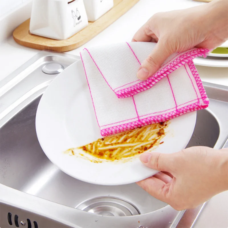 10Pcs 5 Layers  Super Absorbent Reusable Cleaning Cloth Cotton Dishcloth Kitchen Towels Kitchen Daily Dish Towels Non-stick Oil