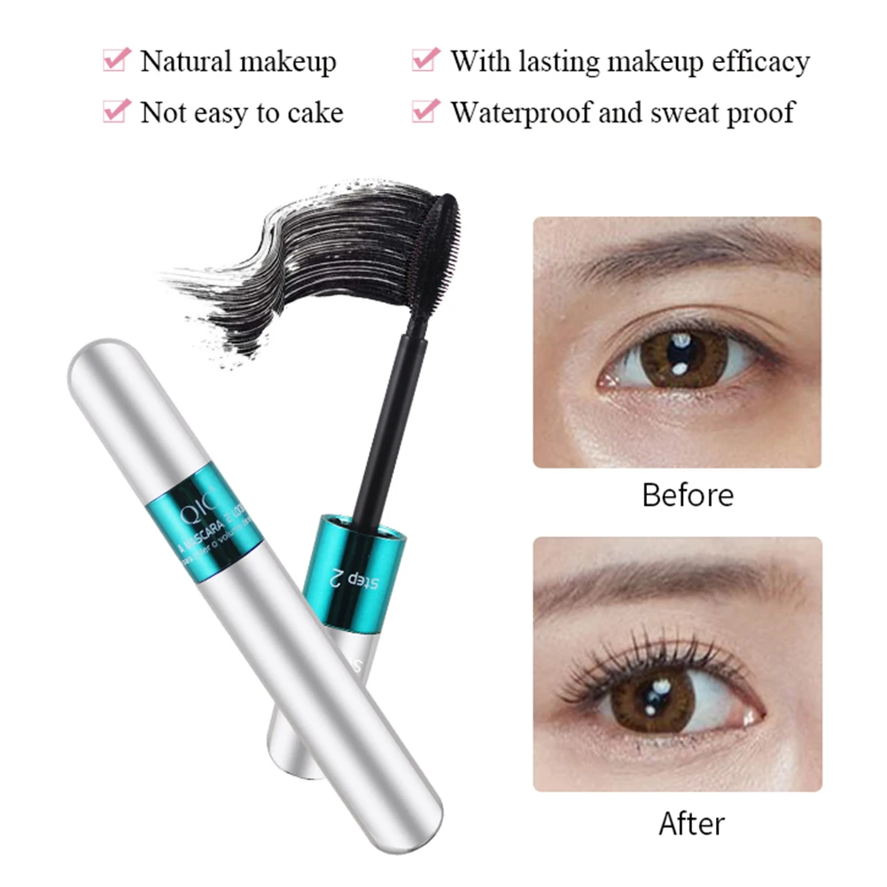 QIC 9 г тушь с двойной щеткой без пятен утолщение завивка для ресниц 3D волокно Тушь