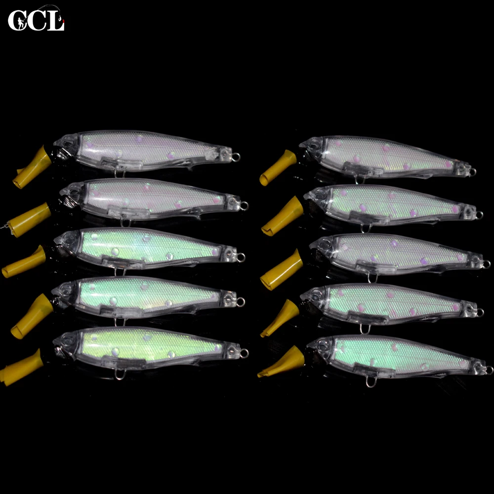

CCLTBA 15pcs/lot DIY Lure 8cm 6.2g Hard Body Unpainted Minnow Fishing Lure Floating Hard Bait Blank Wobbler Bait