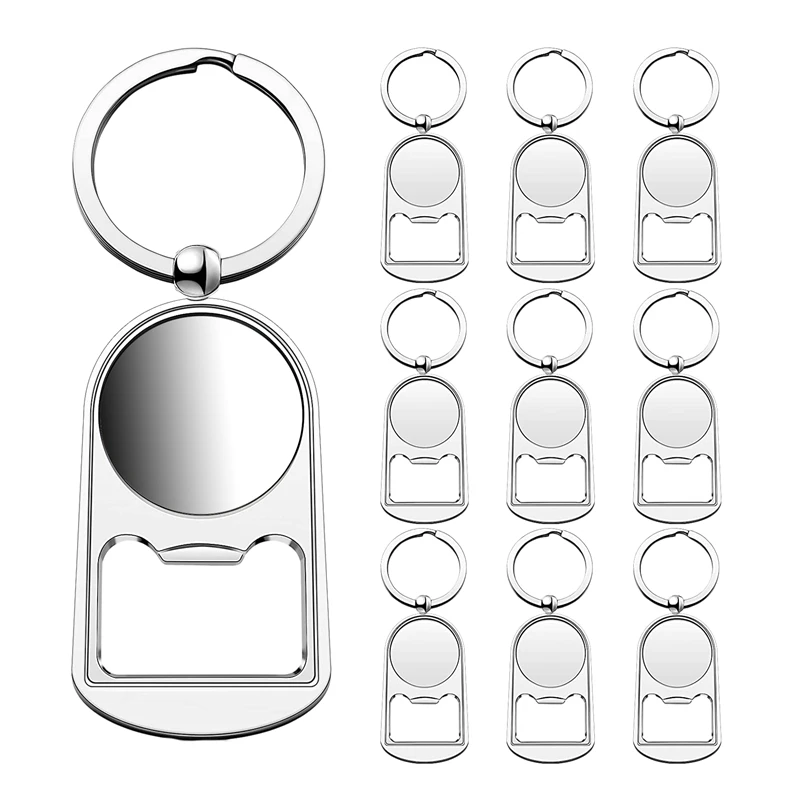 

Uclio 10 Pcs Sublimation Blank Keychain Metal Bottle Opener Blank Key Ring Heat Transfer Rectangular Sublimation Keychain
