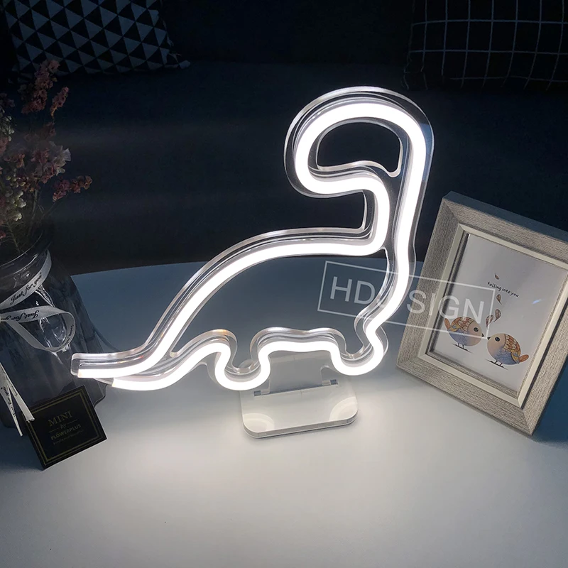 Неоновый светодиодный светильник в форме динозавра USB-украшение ночник