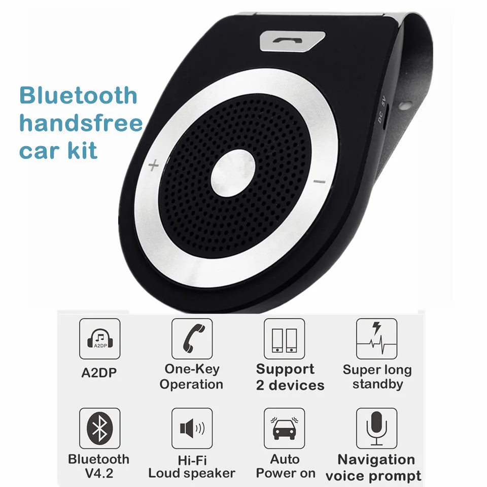 

V4.1 Bluetooth Car Adapter Handsfree Kit Wireless Audio Receiver 3W Car Speaker Clip Navigation Voice Prompt Sun Visor Two Phone