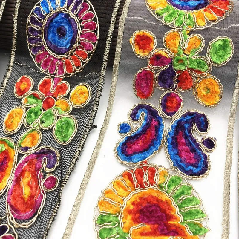 1 ярд этническая золотая нить с блестками африканская кружевная отделка лента