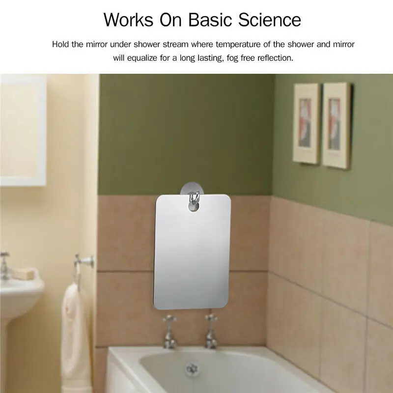 

Acrylic Anti Fog Shower Mirror Bathroom Fogless Fog Free Mirror Washroom Travel Man Shaving Mirror