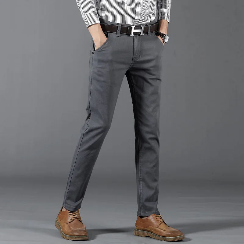 Брюки Мужские приталенные повседневные хлопок модные штаны в клетку деловом