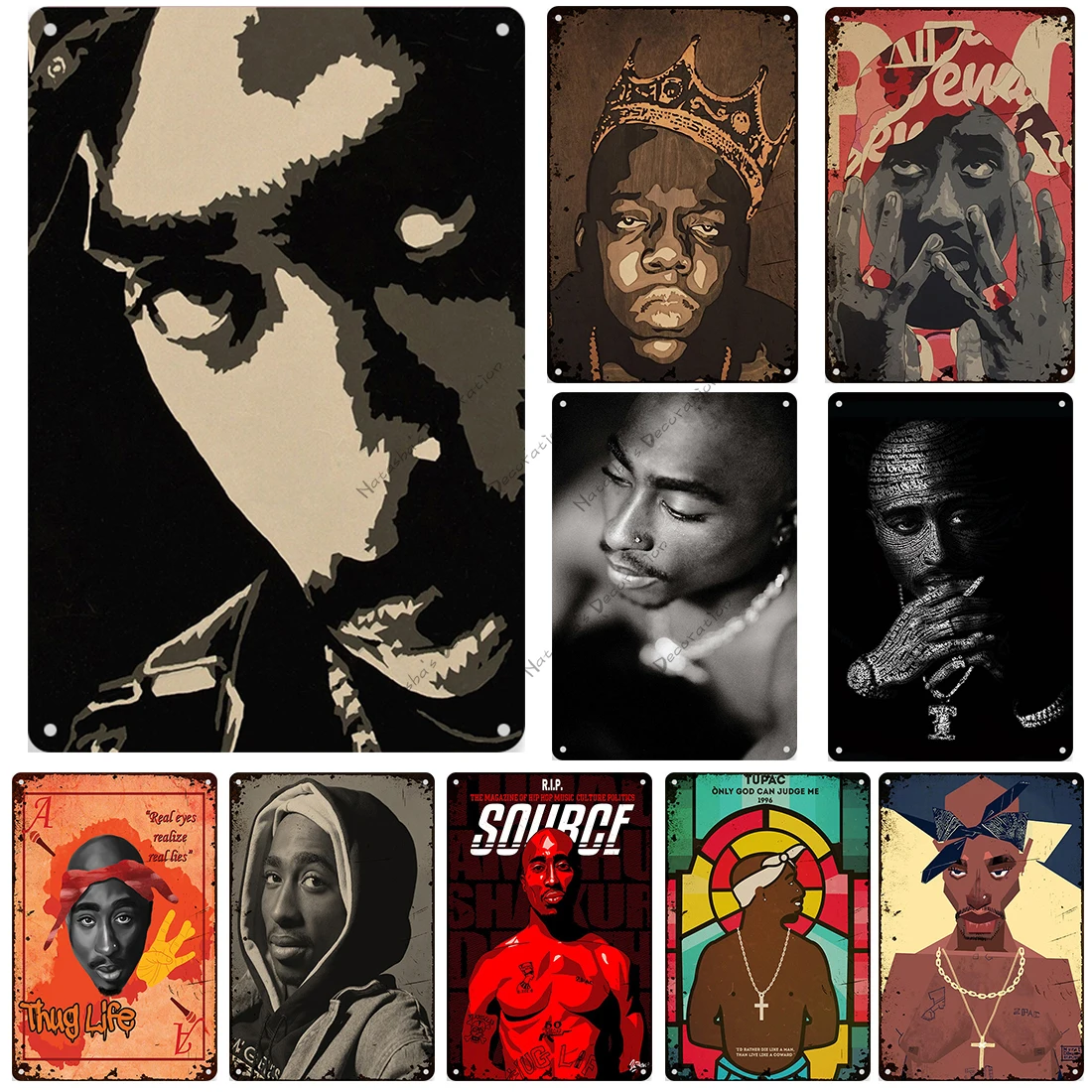 

Hip Hop Decorative Poster The Notorious B.I.G. Metal Sign Classic Metal Plate Music Sign Home Bar Cafe Wall Sign Metal Plaque