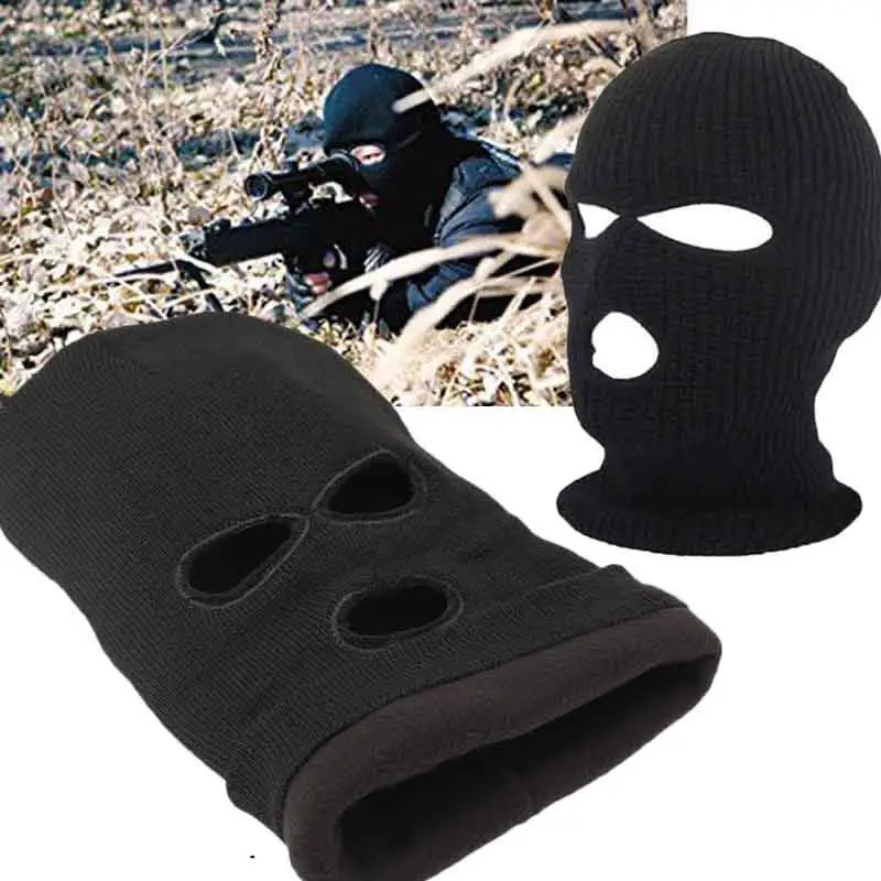 

Warm Ski Mask 3holes Face Mask Black Unisex Sports Cycling Windproof Knitting Wool Mask Winter Keep-Warm Outdoor