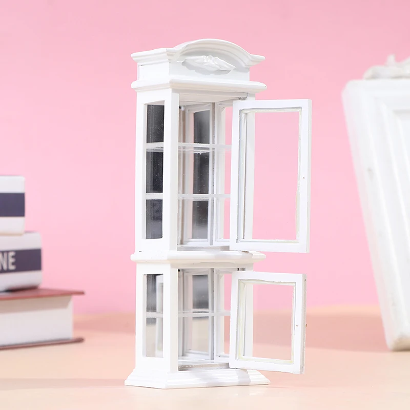 

1:12 Dollhouse Miniature White Wood Display Cupboard Cabinet Showcase Model Doll House Decor Kids Toys