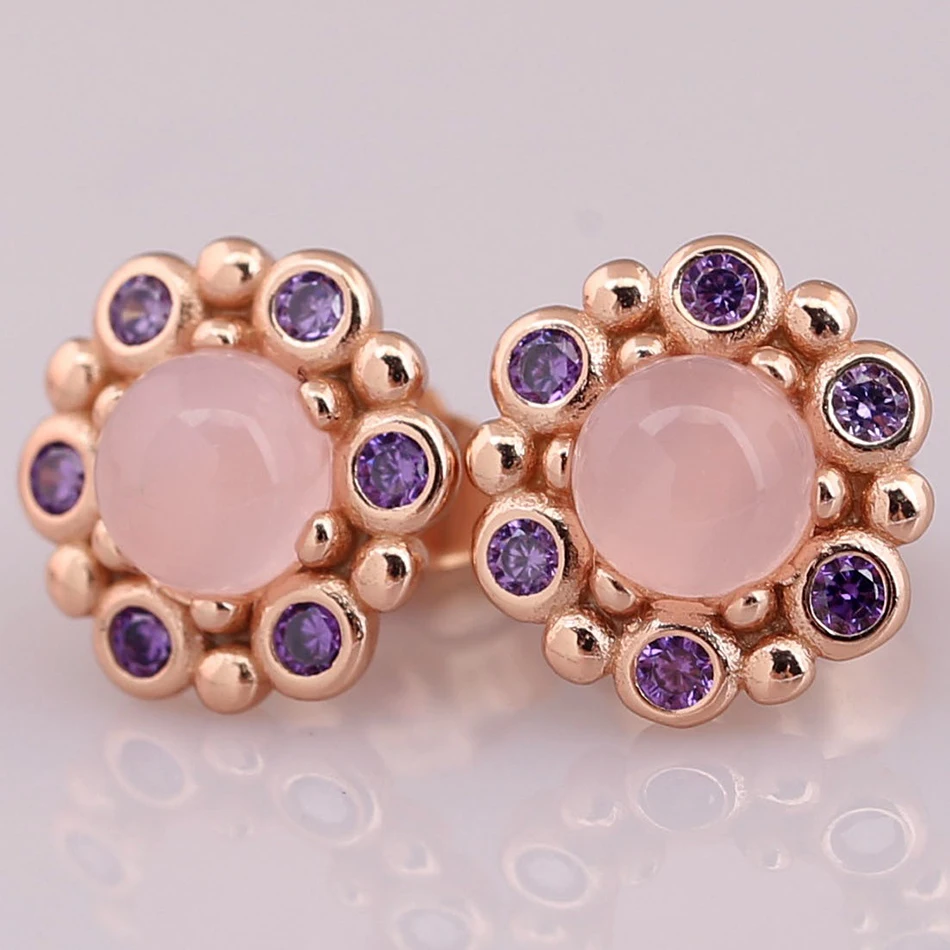 

Authentic S925 Earring Rose Heraldic Radiance Crystal Stud Earrings For Women Wedding Gift fit Lady Jewelry