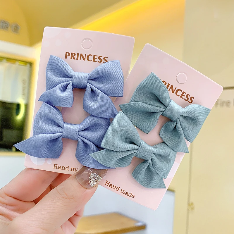 

2pcs Sweet Ribbon Hair Bows with Clip for Cute Baby Girls Colorful Hair Clips Hairpins Barrettes Kids Hair Accessories