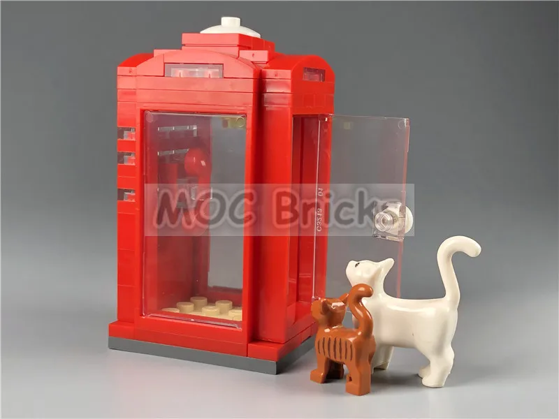 Кубики MOC сделай сам уличный пейзаж телефонная коробка телефон красная будка для