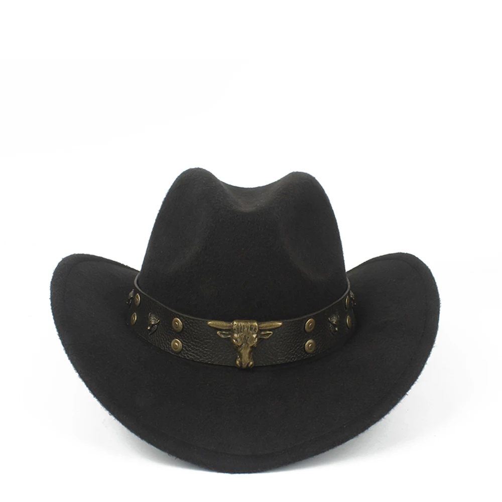 Крутая Детская шерстяная ажурная ковбойская шляпа в западном стиле с