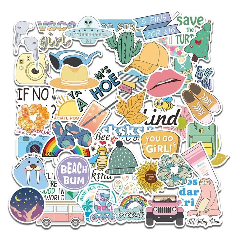 

10/30/50PCS Stationery Cartoon Cute Fresh Diy Waterproof Notebook Hand Account Stickers Wholesale