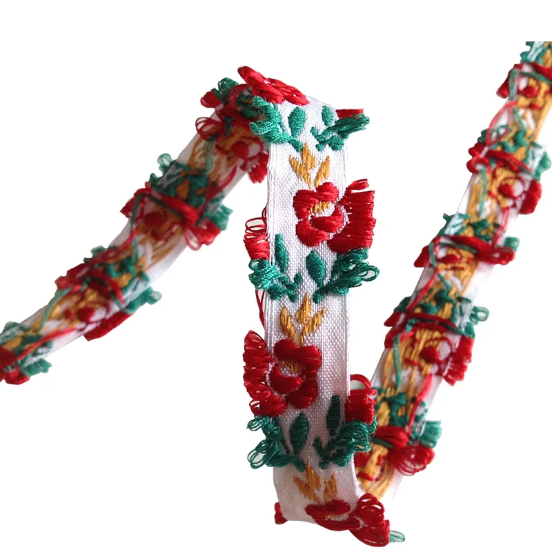 1 метр винтажная Этническая кружевная лента с вышивкой цветок розы жаккардовая