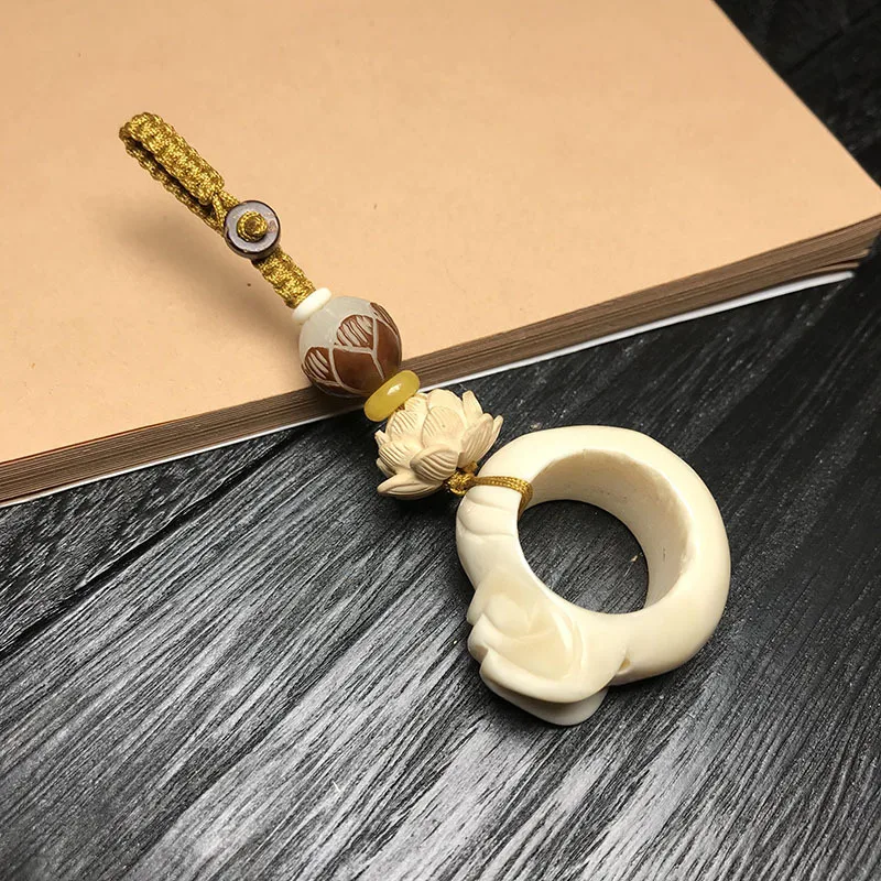 Этническая резная Тыква Золотая рыбка круглый кулон брелок для женщин Бодхи Лотос держатель ключей|Брелоки|