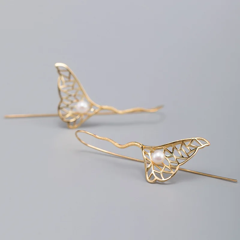 Женские длинные серьги Flyleaf из серебра 925 пробы с жемчугом|Серьги-подвески| |