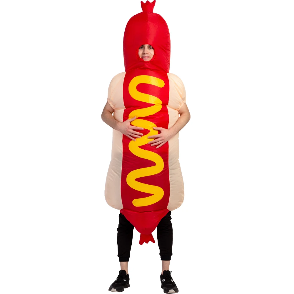 

Hot Dog Inflatable costume Cosplay Sausage costume Funny Air Blow Up Suit Party Fancy Dress Halloween Costume for Adult Jumpsuit