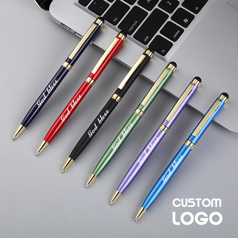 

Free Custom Logo High-grade Color Touch Screen Ball Point Pen Business Advertising School Office Signature Pen Carving Gift Pen