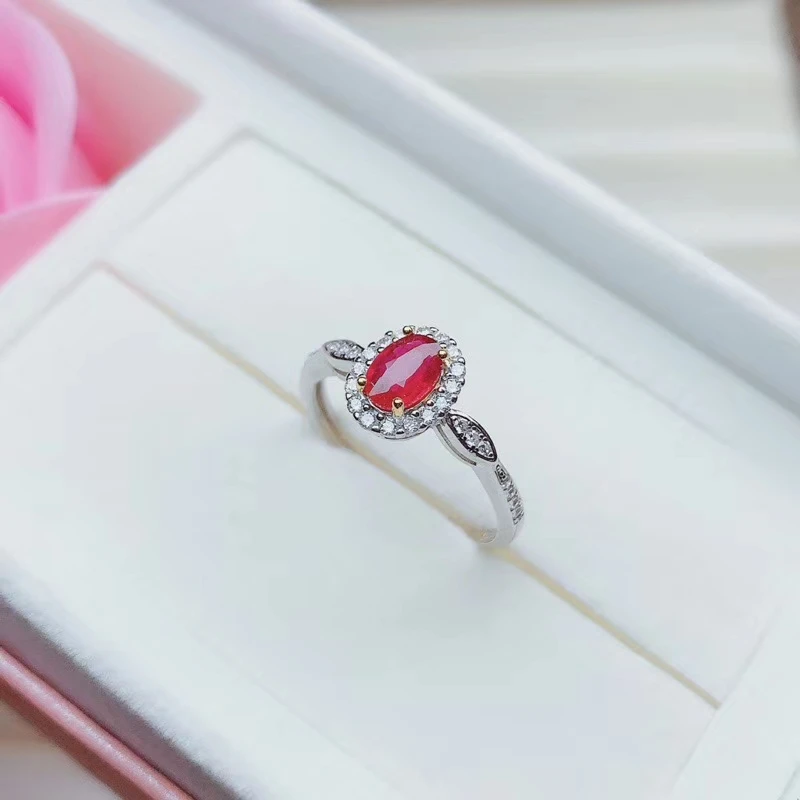 

fashion Ruby gemstone ring for women silver fine jewelry certified natural gem good color party birthstone good luck gift