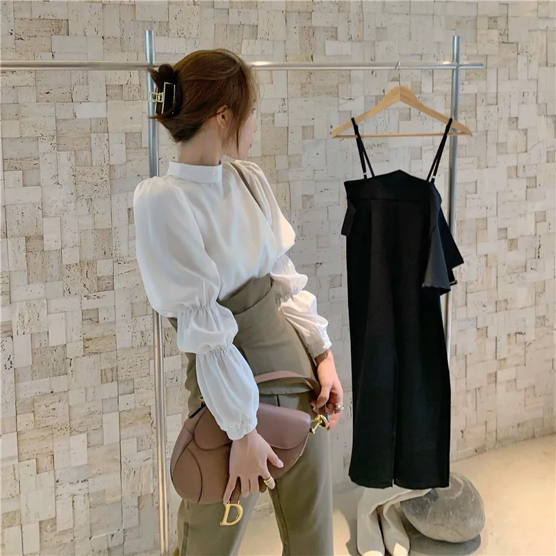 

Pants Women Fashion High Waist Elegant OL Overalls Straps Straight Jumpsuits Suspenders Casual Loose Pants Trousers