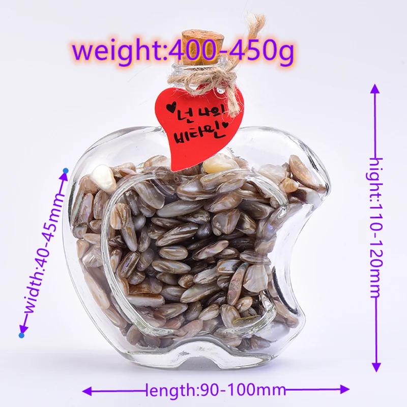 

1pc Natural Crystal Gravel Install In Lovely Apple Glass Bottle Rock Mineral Specimen Healing Stone Reiki Chakra Home Decor Gift