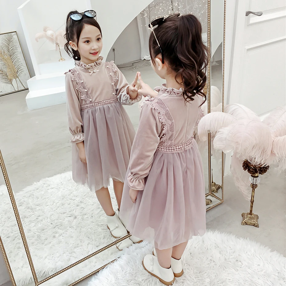 Платья для девочек Сетчатое платье в стиле пэчворк Детские праздничные платья с