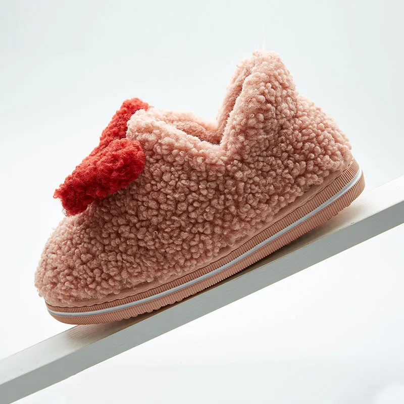 

Warm Cute Bow Autumn Winter Woman Slippers Home Wear Sandals Woman Flats Plus Size Comfortable Platform Woman Wedges Shoes