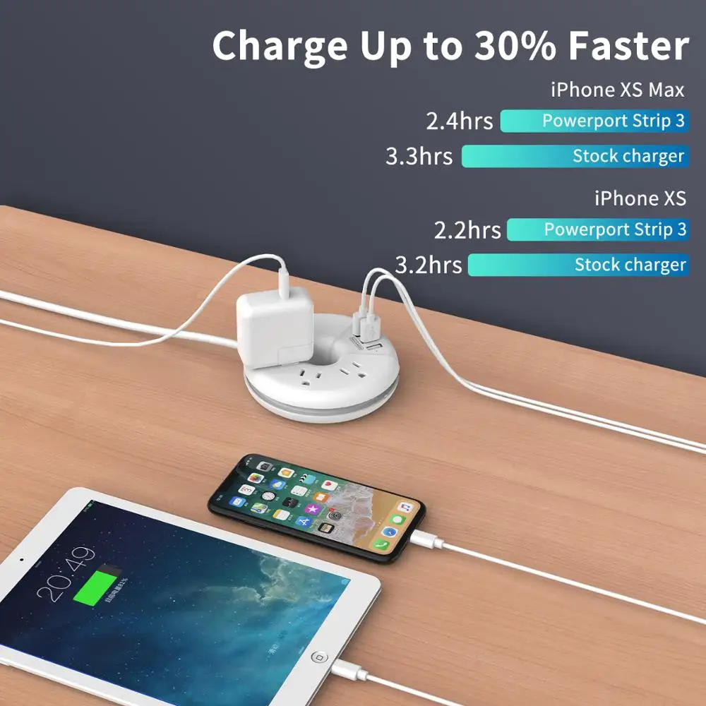 NTON POWER USB лента питания с 15 футовым удлиненным удлинителем 3 выхода Настольная