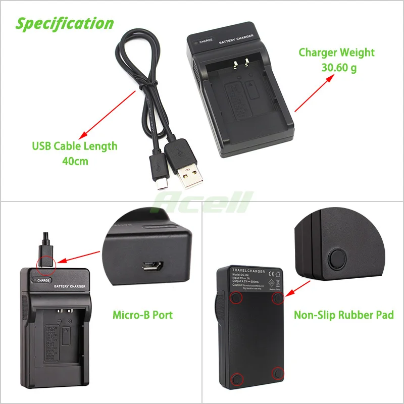 Зарядное устройство USB для Nikon COOLPIX S5100 S4000 S3000 S700 S600 S570 S520 S500 S230 S220 S210 S203 S200 S80