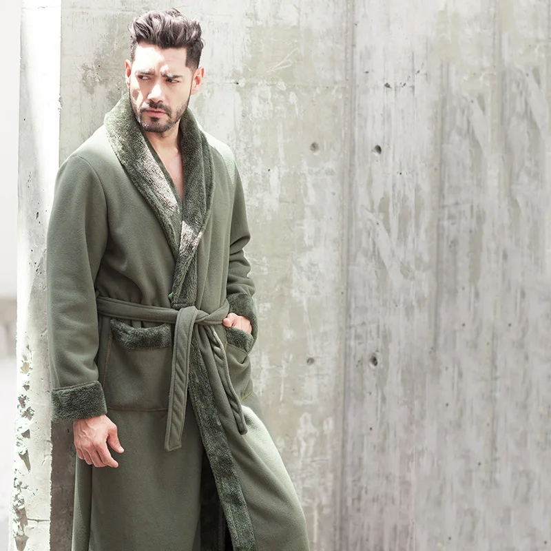 

Men Sleepwear Autumn/winter Thick Coral Fleece Couple Nightgown Fashion Women Bathrobe Quality Comfortable Dressing Gown