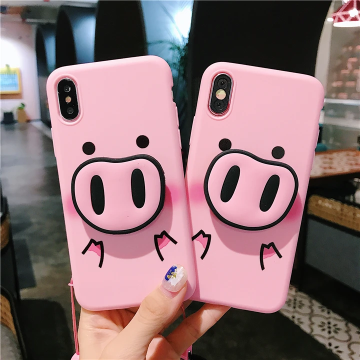 Ins с рисунком свиньи порошка для samsung galaxy A6 7 2018 чехол телефона A30 40 50 60 70 80 шнурки