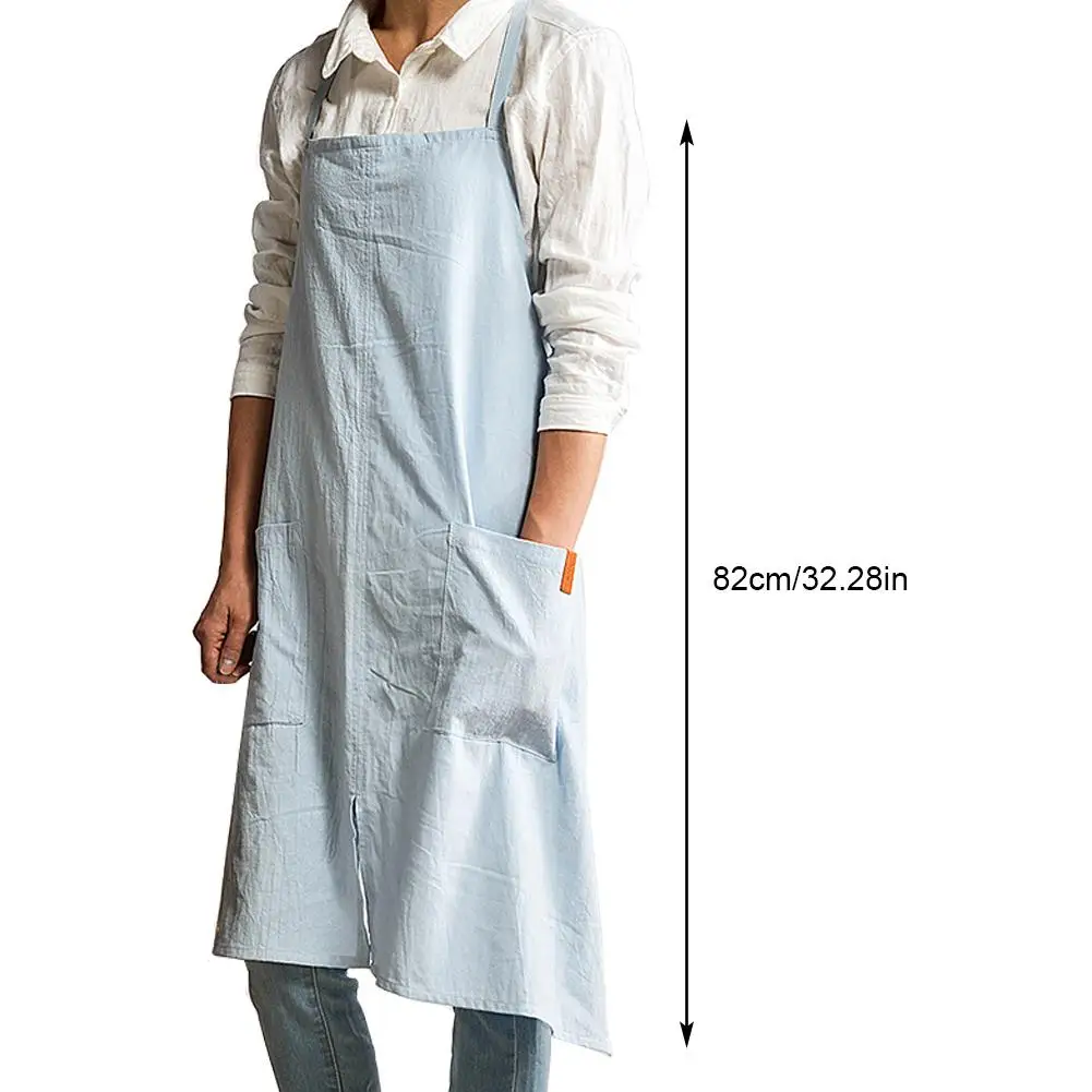 Простой фартук из хлопка и льна для взрослых в скандинавском стиле кухонный