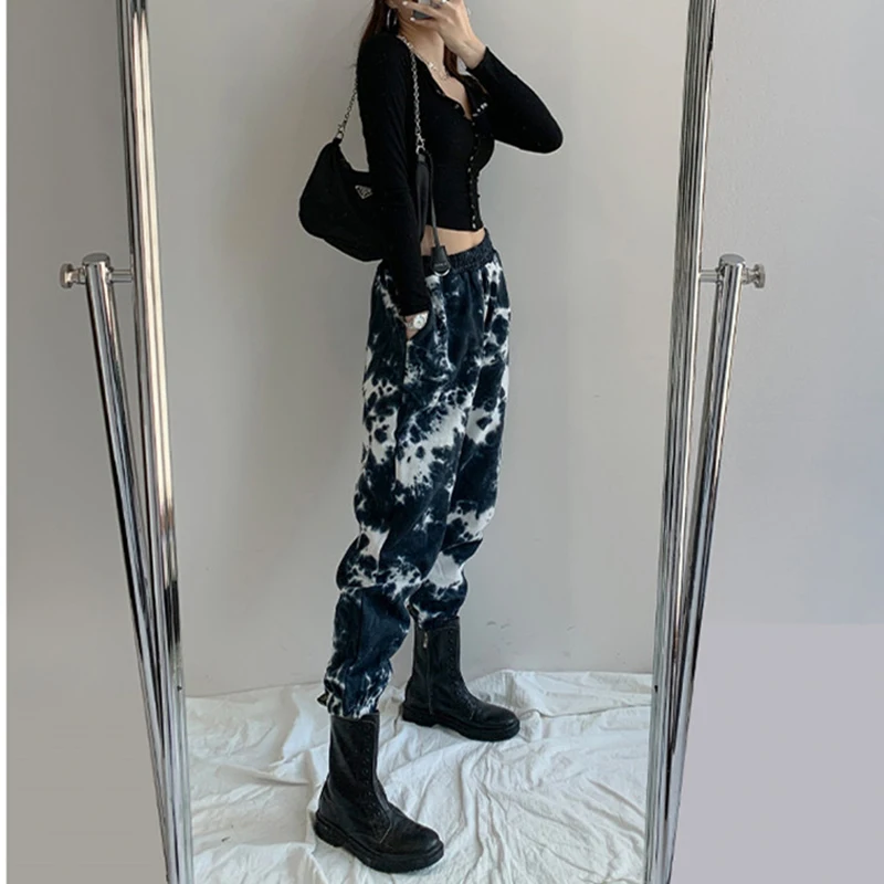 

Streetwear Sports Cargo Pants Women's Spring Autumn 2021 Harajuku Loose Joggers Wom BF Casual Elastic waist Pants