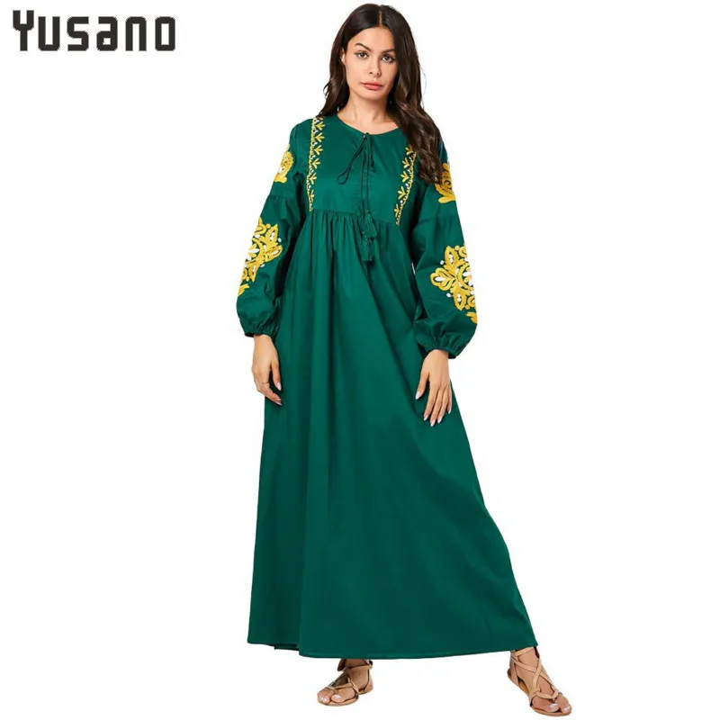 Женское платье с вышивкой и длинным рукавом большие размеры | Женская одежда