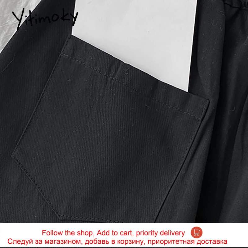 

Yitimoky Solid White Elastic High Waist Pants Women Loose Wide Leg Pants Casual Pockets Fashion Streetwear Clothing Summer 2021